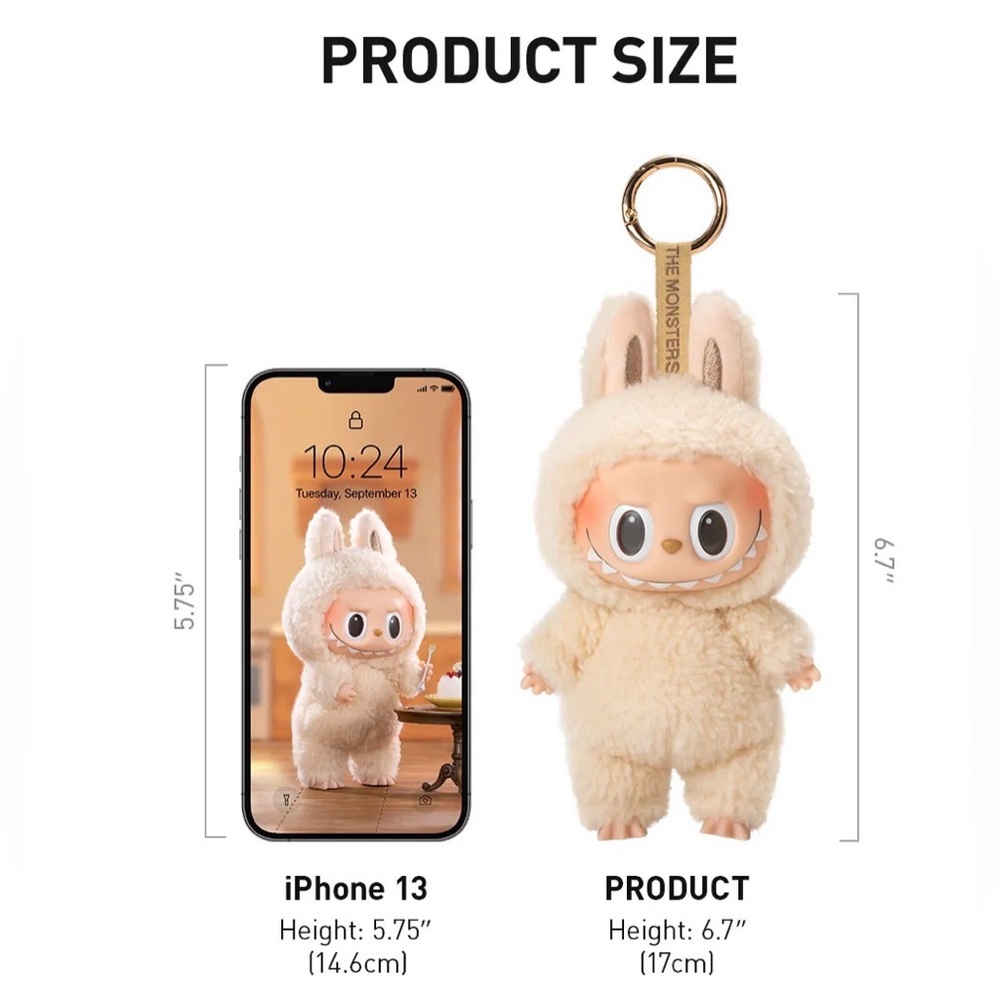 POP MART Labubu - THE MONSTERS Exciting Macaron SOYMILK (cream) Vinyl Face Plush - Picture 3 of 8